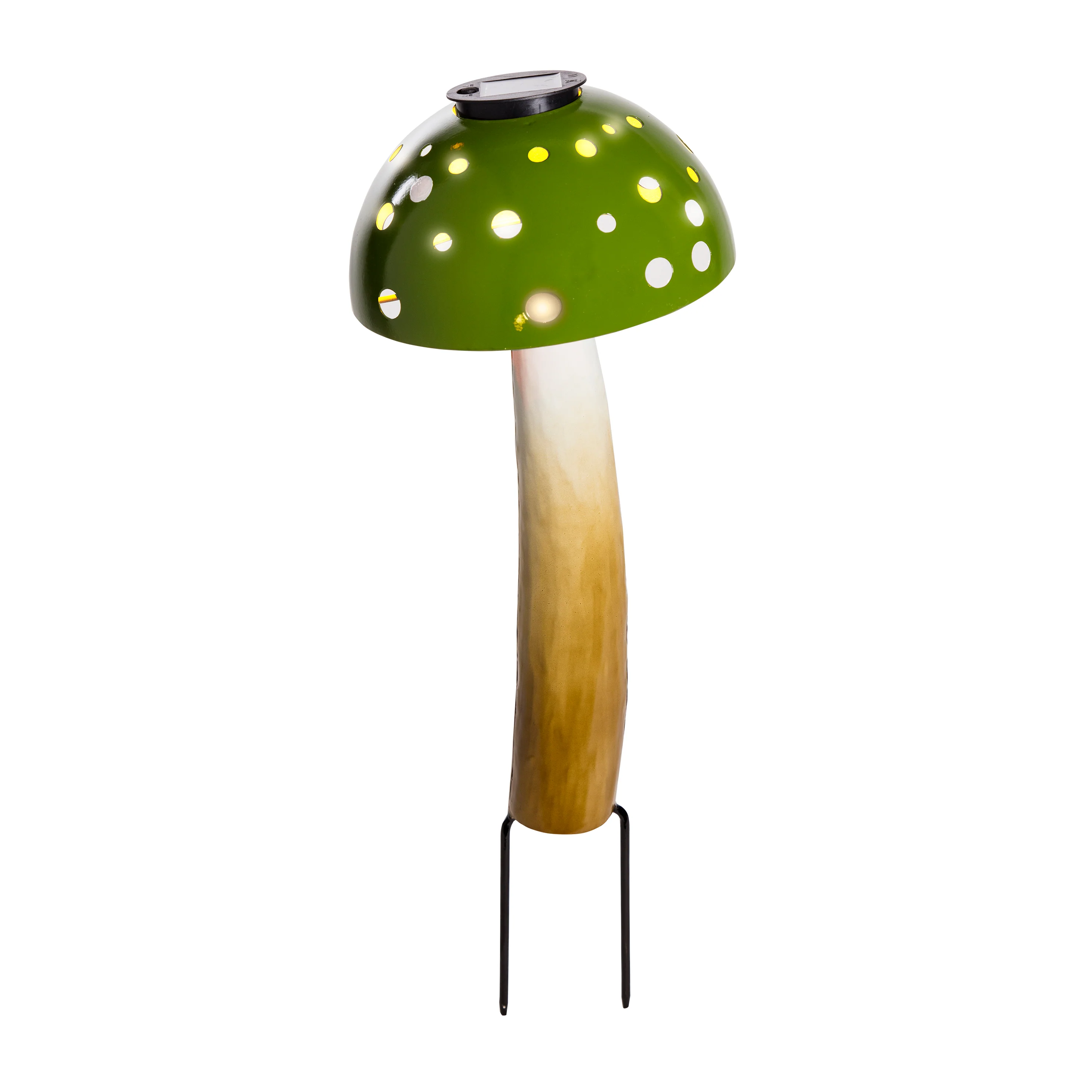 LED Solar Metal Green Mushroom Garden Stake - 56cm