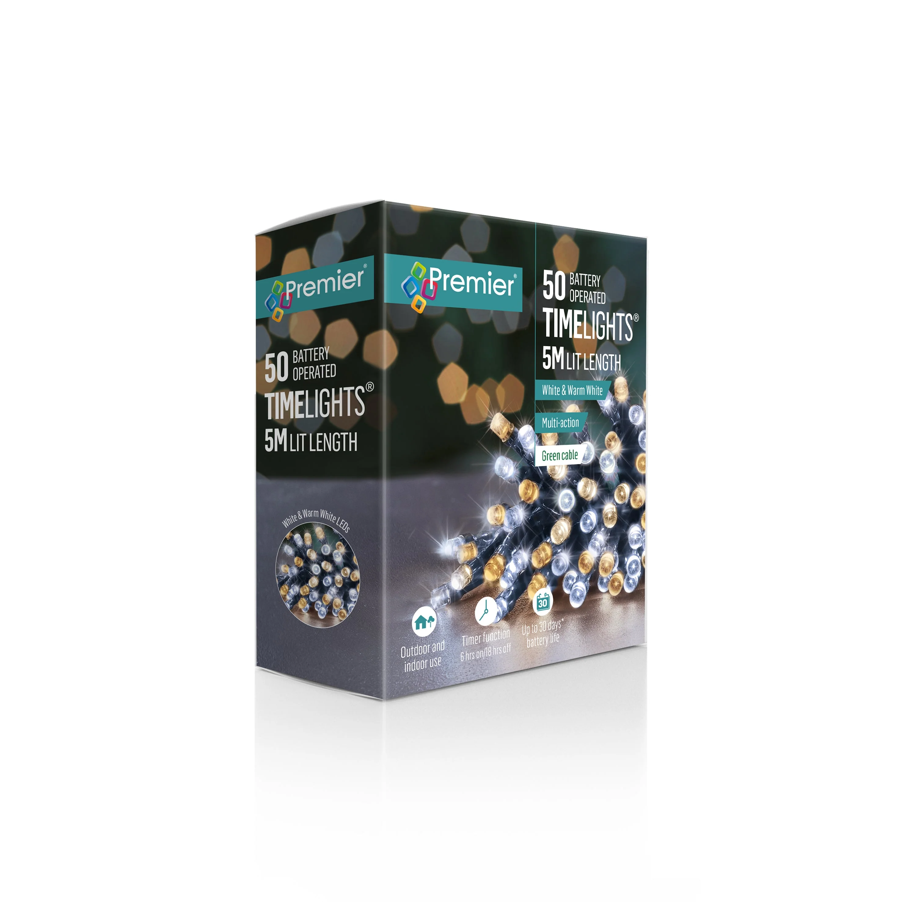 Battery Operated Multi Action White & Warm White Mix Coloured LED Timelights