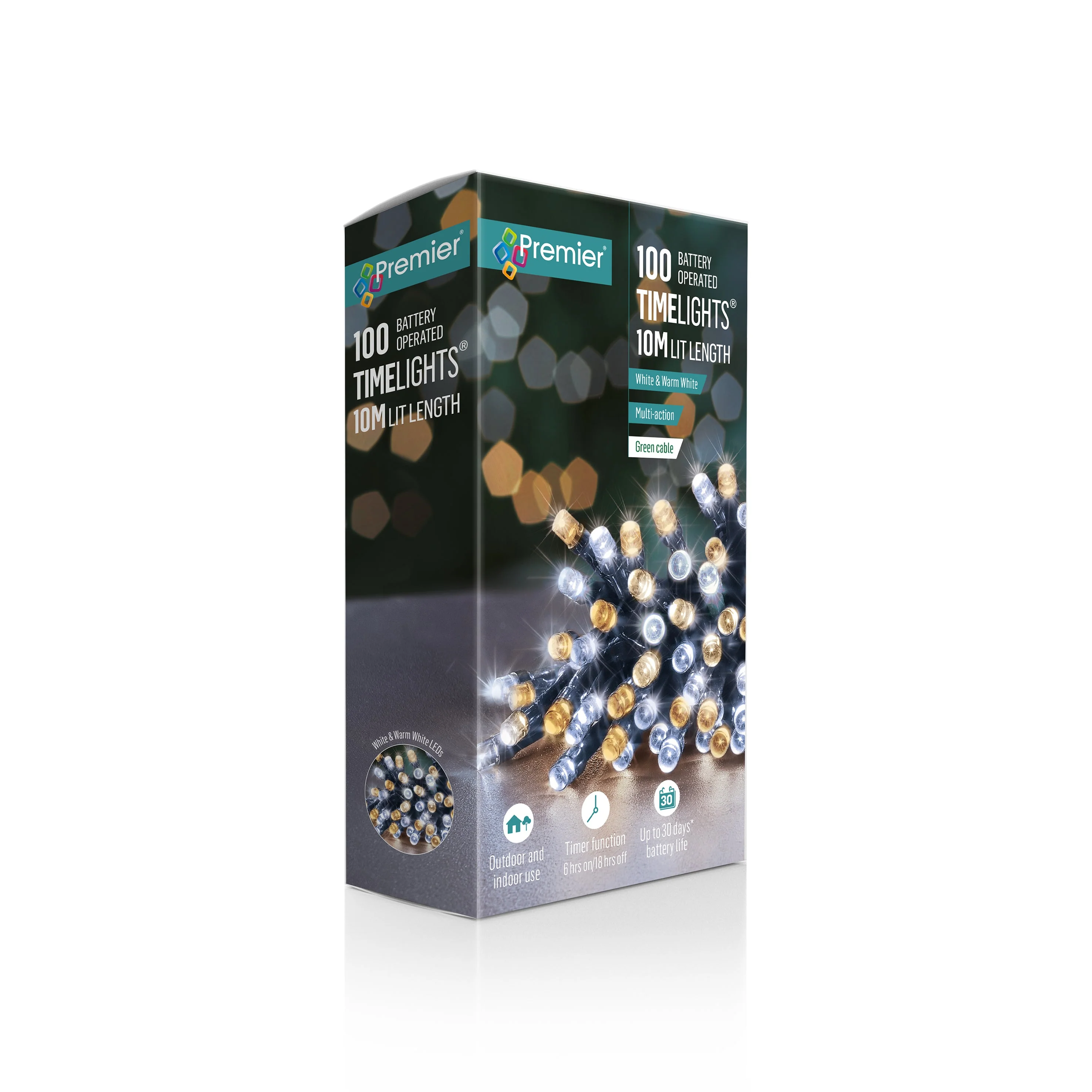 Battery Operated Multi Action White & Warm White Mix Coloured LED Timelights - Image 2