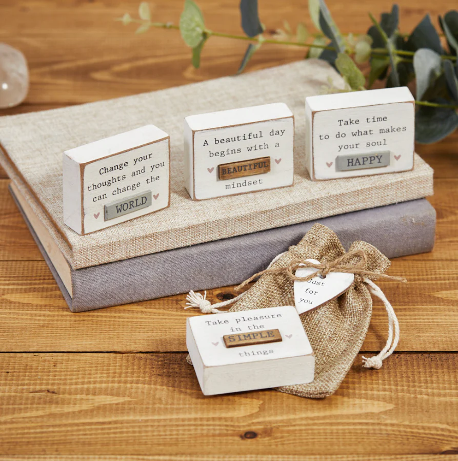 Blessing Block Cream Wood in Hessian Bag