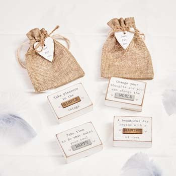 Blessing Block Cream Wood in Hessian Bag - Image 2