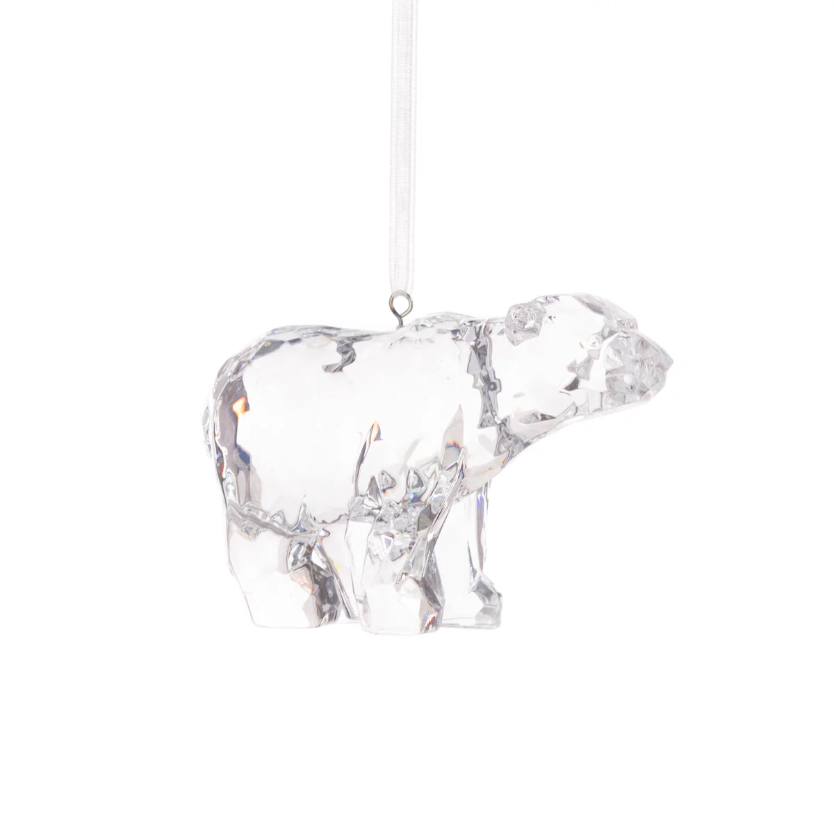 Clear Sitting Polar Bear Christmas Tree Decoration