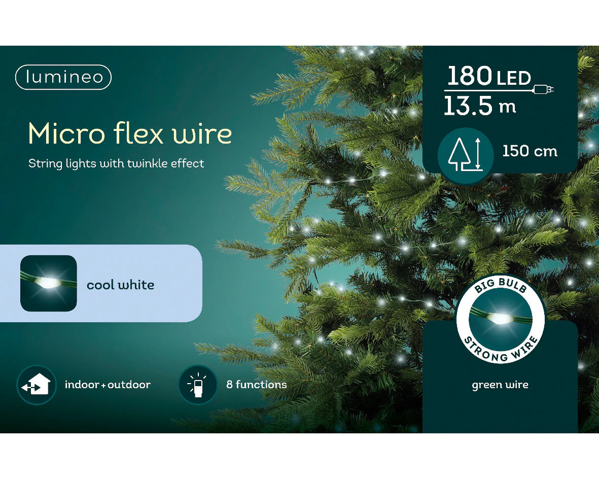 Cool White Micro LED Flex String Lights with Green Cable - Image 2