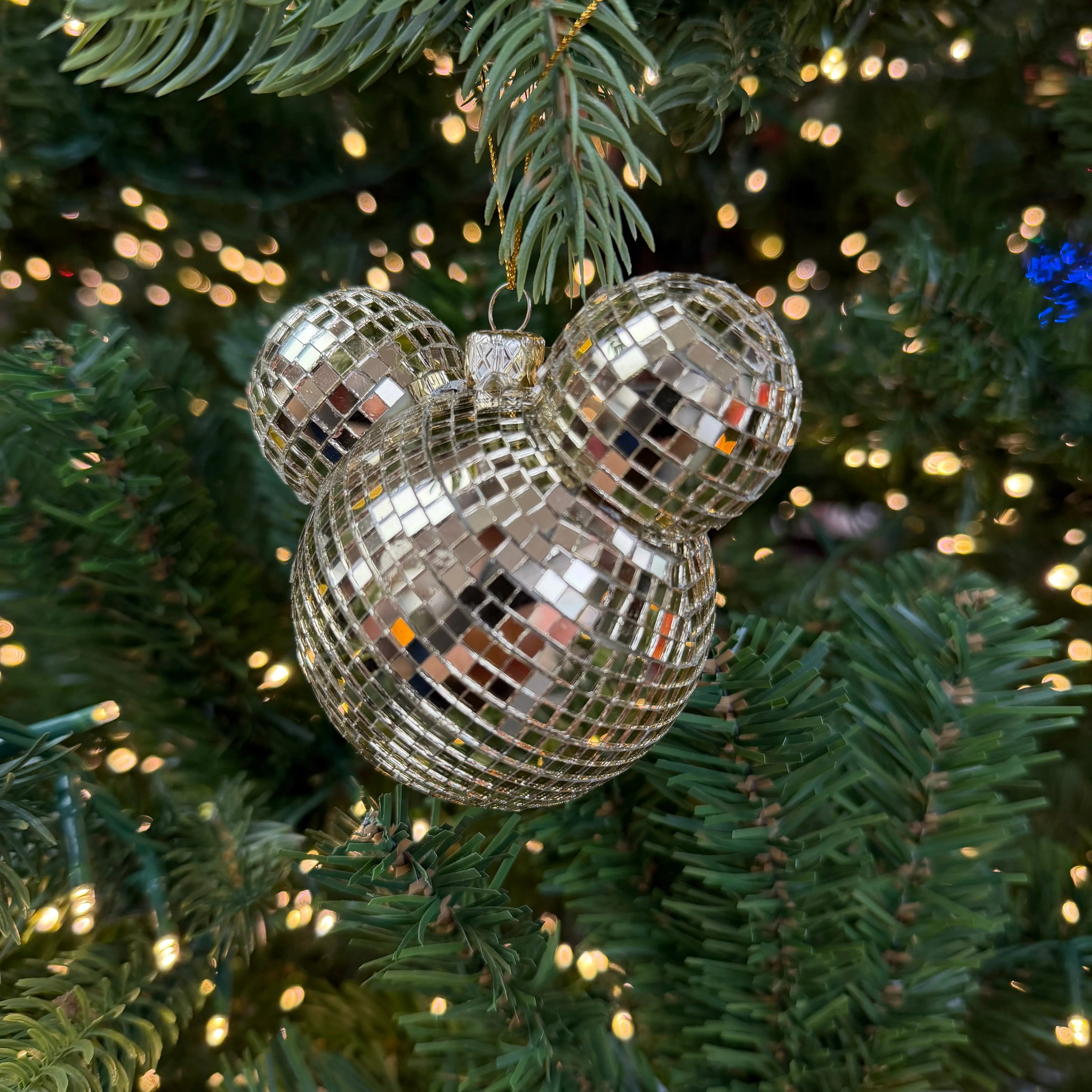 Disney Mickey Mouse Shaped Disco Ball Gold Head Christmas Bauble - Image 2