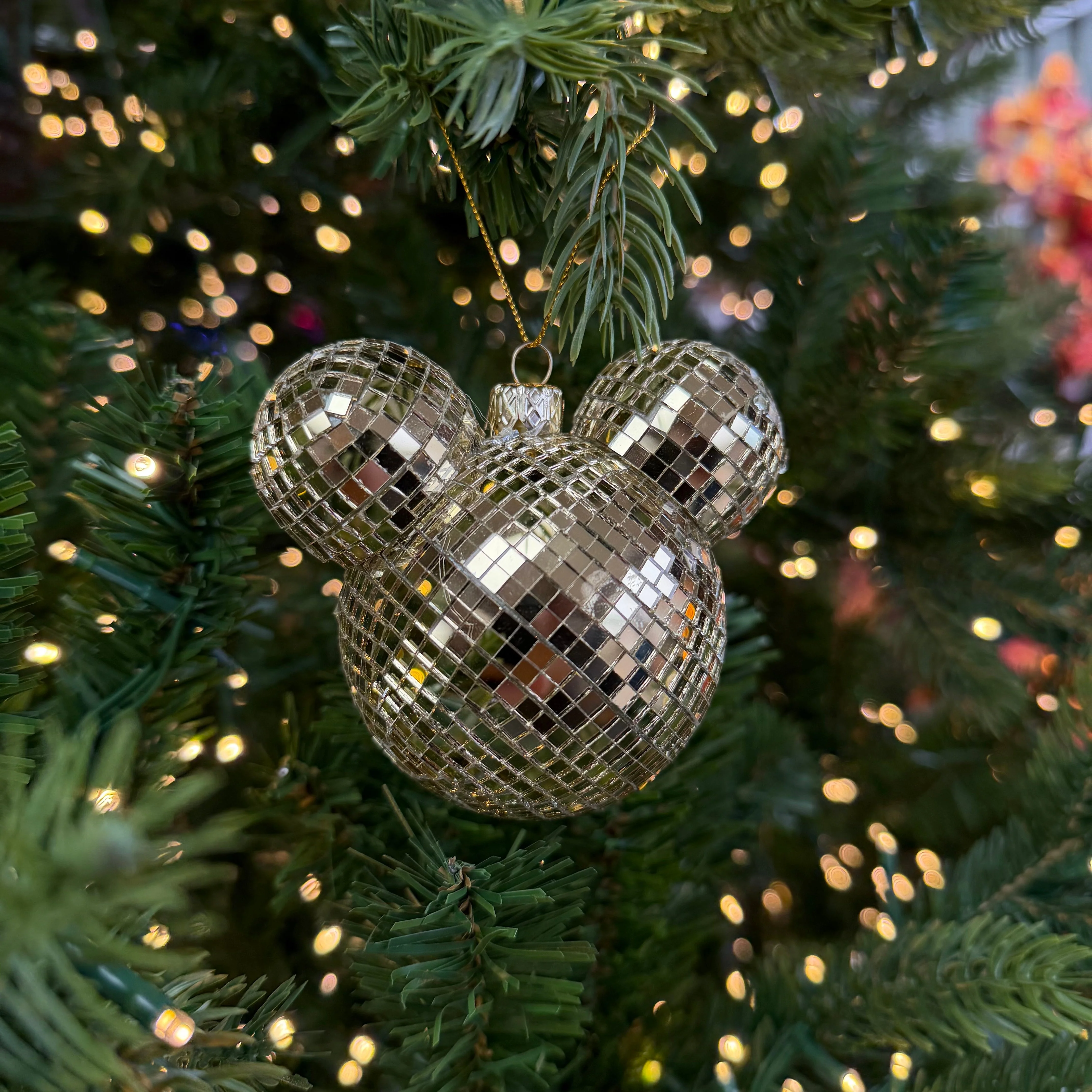 Disney Mickey Mouse Shaped Disco Ball Gold Head Christmas Bauble - Image 3