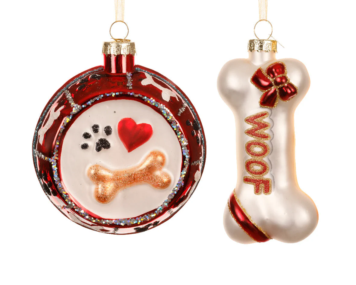 Dog Themed Glass Christmas Bauble