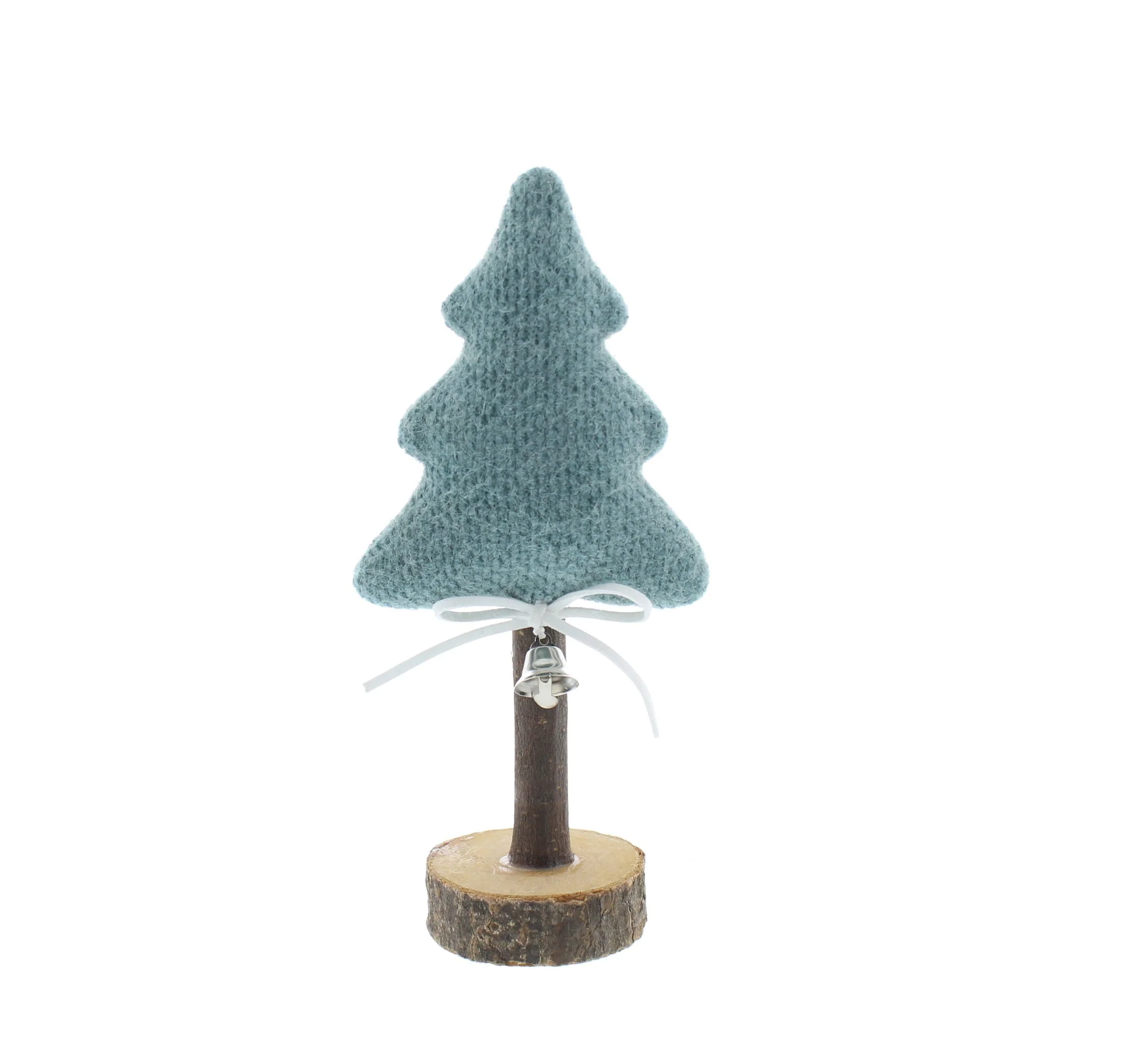 Fabric Blue Tree on Wooden Base Standing Ornament