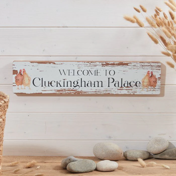 Farm Cluckingham Palace Plaque Rustic Wood