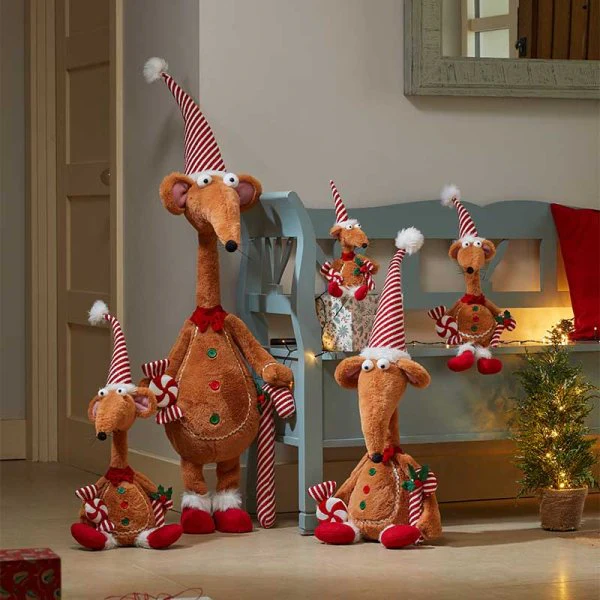 Gingerbread & Candy Cane Remi Christmas Rat Figurine - 33cm - Image 2