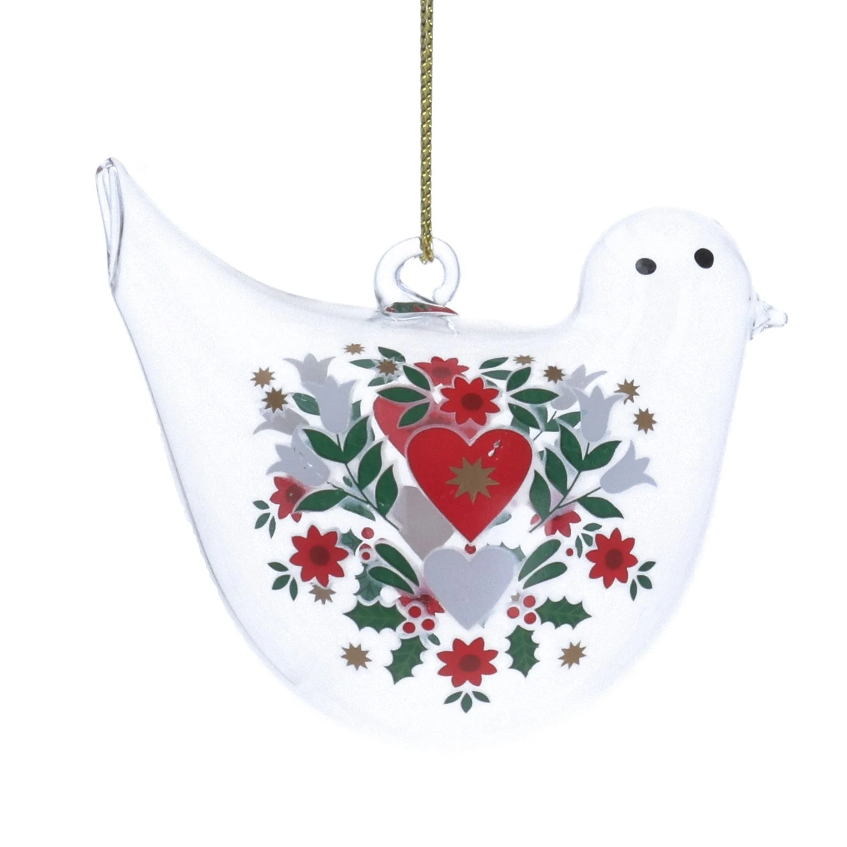 Gisela Graham Clear Alpine Glass Bird Christmas Bauble