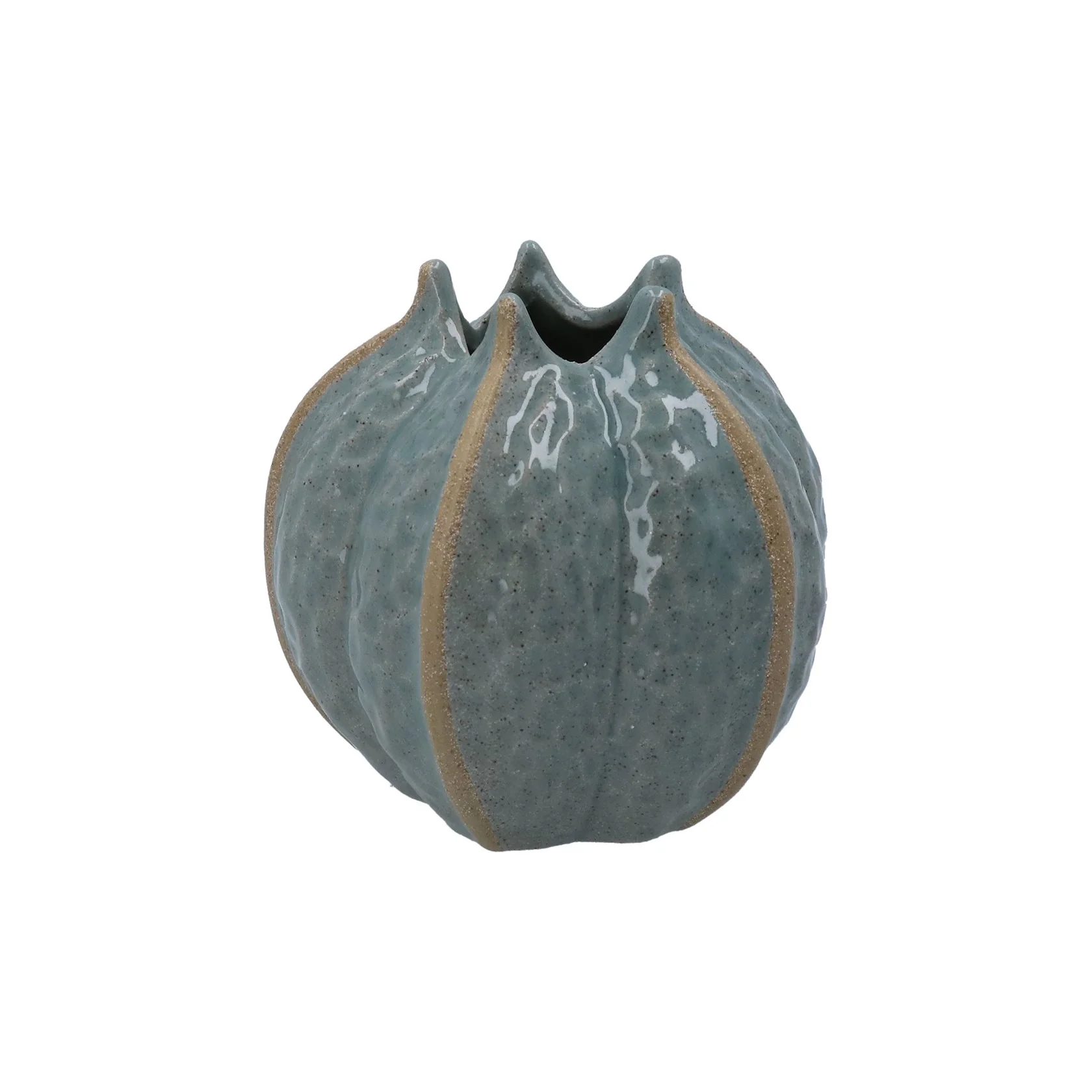 Gisela Graham - Decorative Blue Pod Stoneware Vase 11.2cm