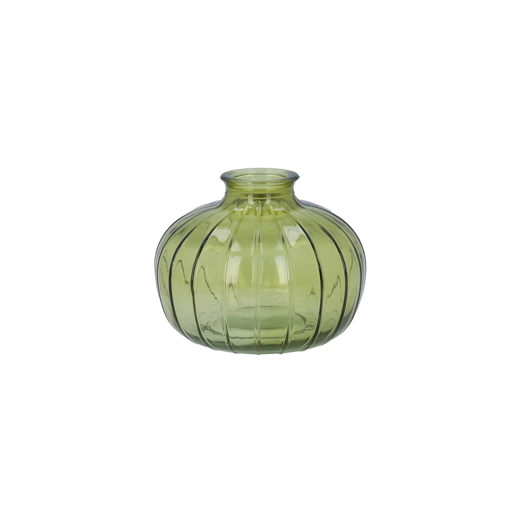 Gisela Graham - Glass Vase 8.5cm - Olive Green Ribbed Onion Bud