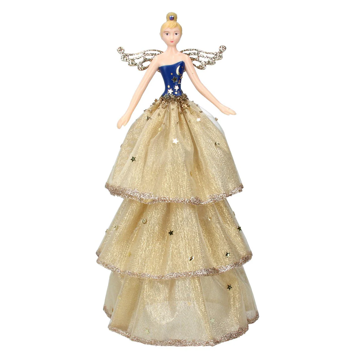 Gisela Graham- Stunning Golden Starlight Fairy Tree Topper - Large