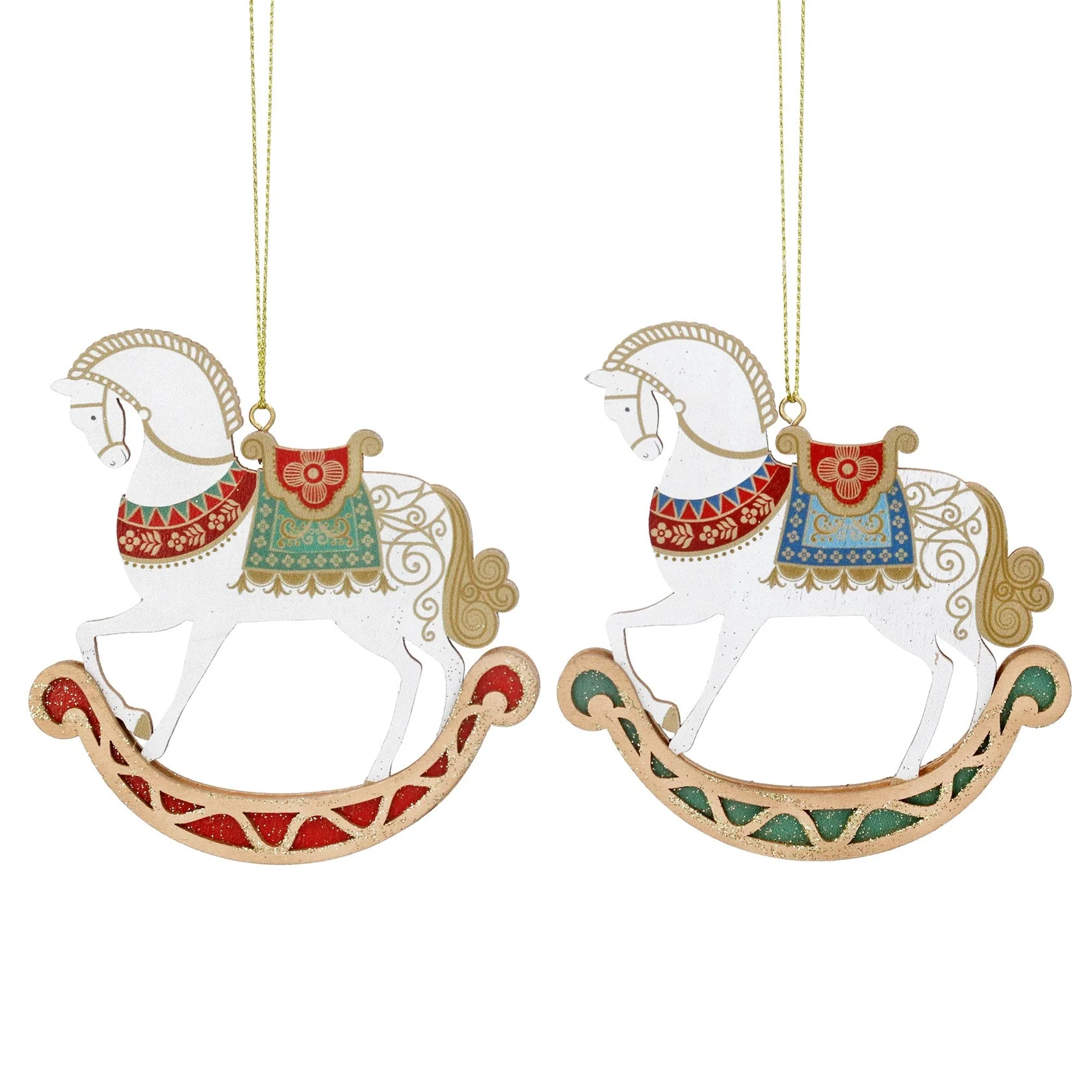 Gisela Graham - Wooden Horse with Saddle Hanging Decoration