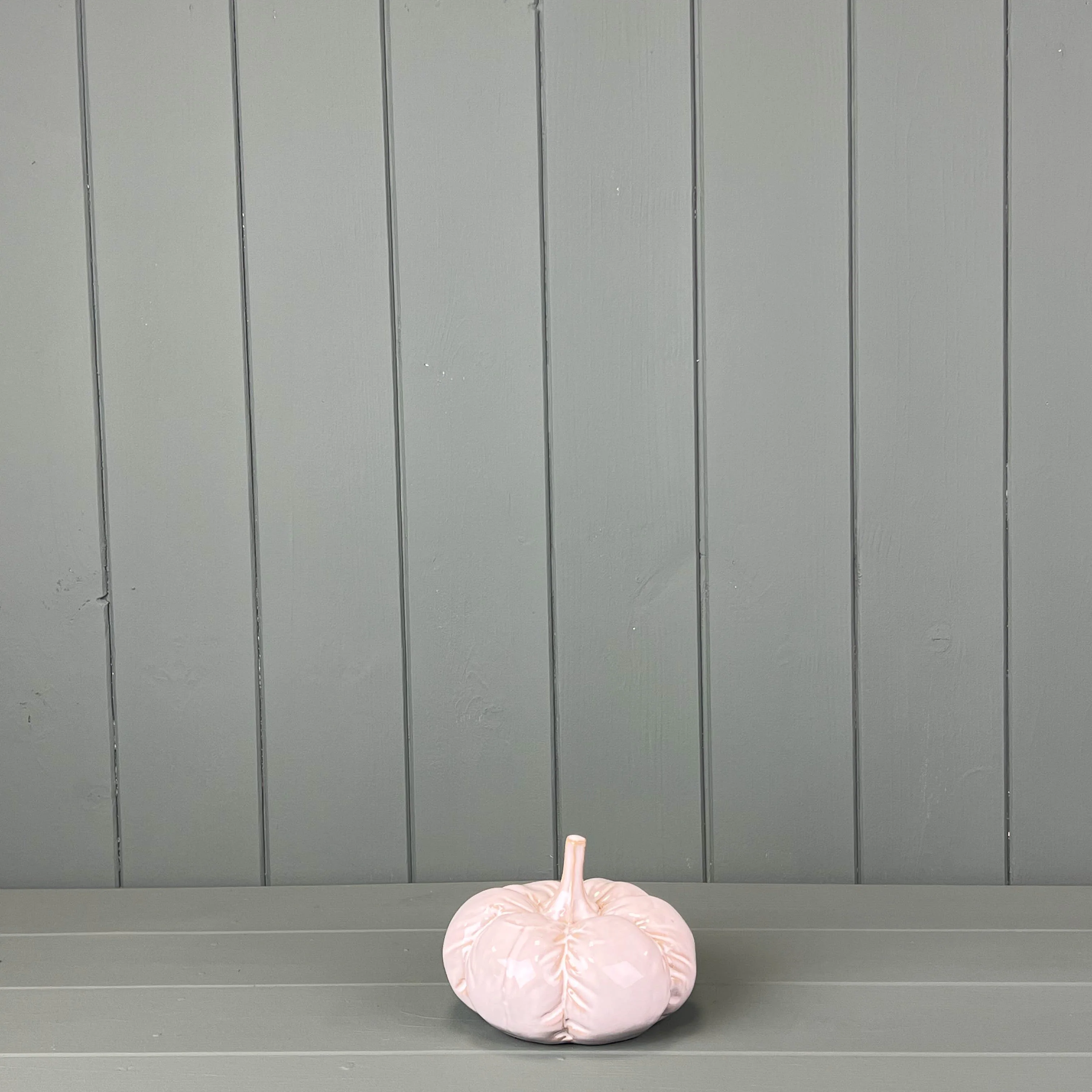 Glazed Ceramic Pumpkin with Textured Detail Decoration - 8.5cm