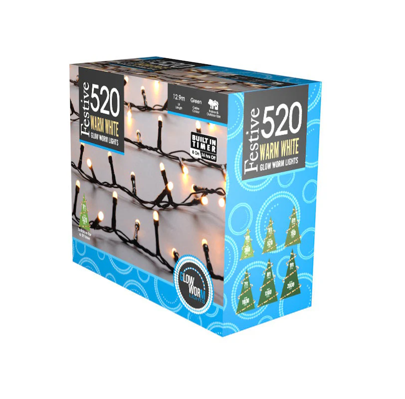 Festive Glow-Worm Warm White 520 LED Lights