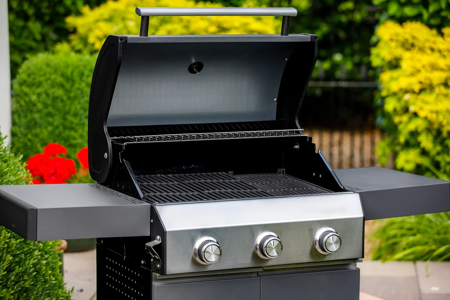Grillstream Classic 3 Burner Gas & Charcoal Powered Hybrid Barbecue BBQ - Matt Grey - Image 4
