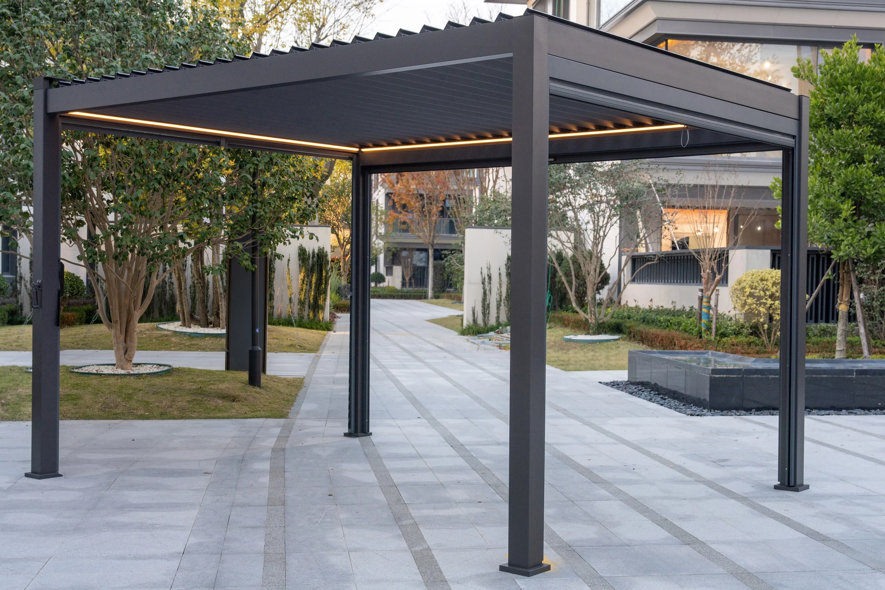 Hartman - Como Pergola Matt Xerix Dark Grey 4x3m with Solar & Rechargeable LED Lights - Image 2