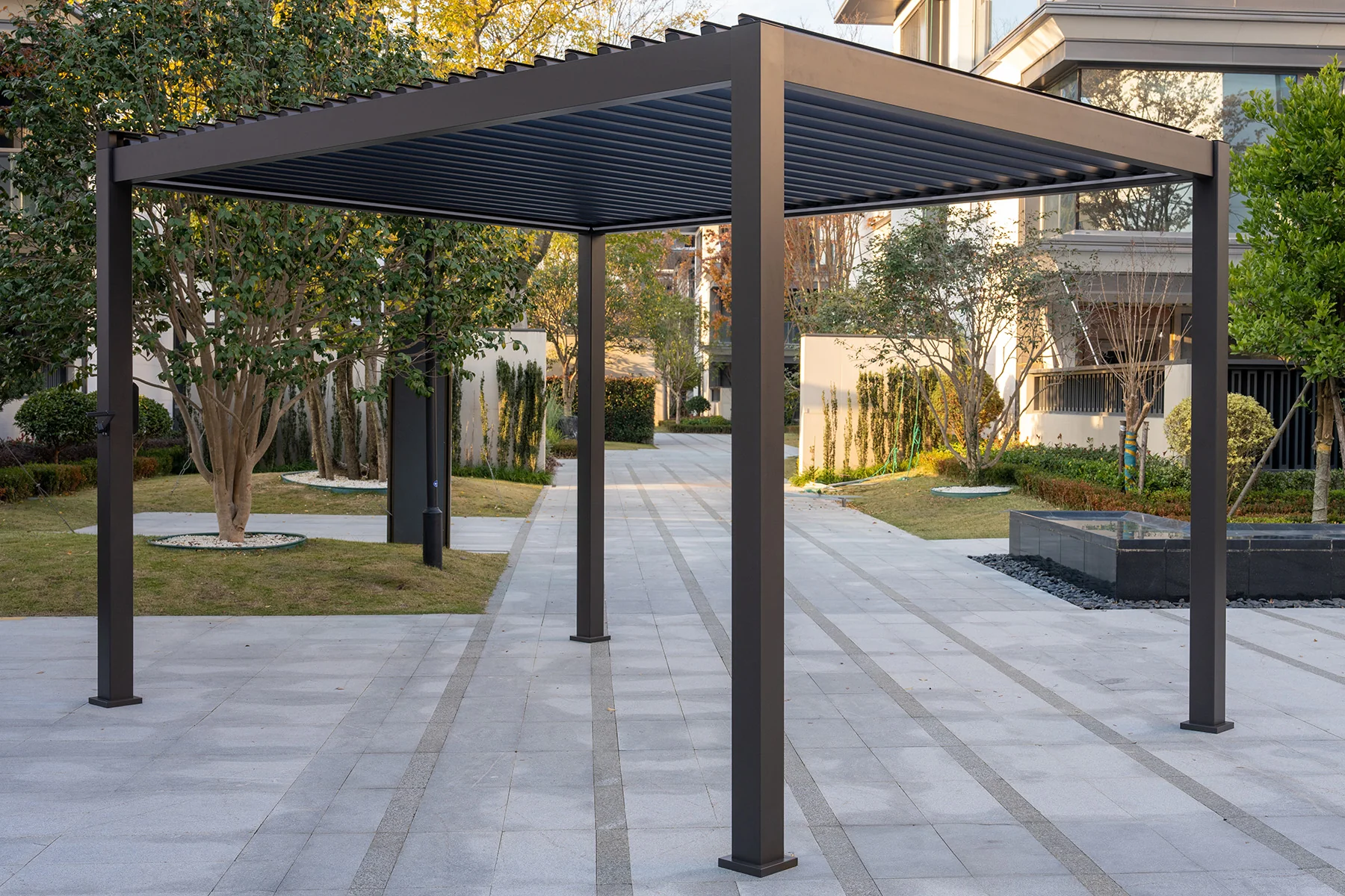 Hartman - Como Pergola Matt Xerix Dark Grey 4x3m with Solar & Rechargeable LED Lights - Image 7