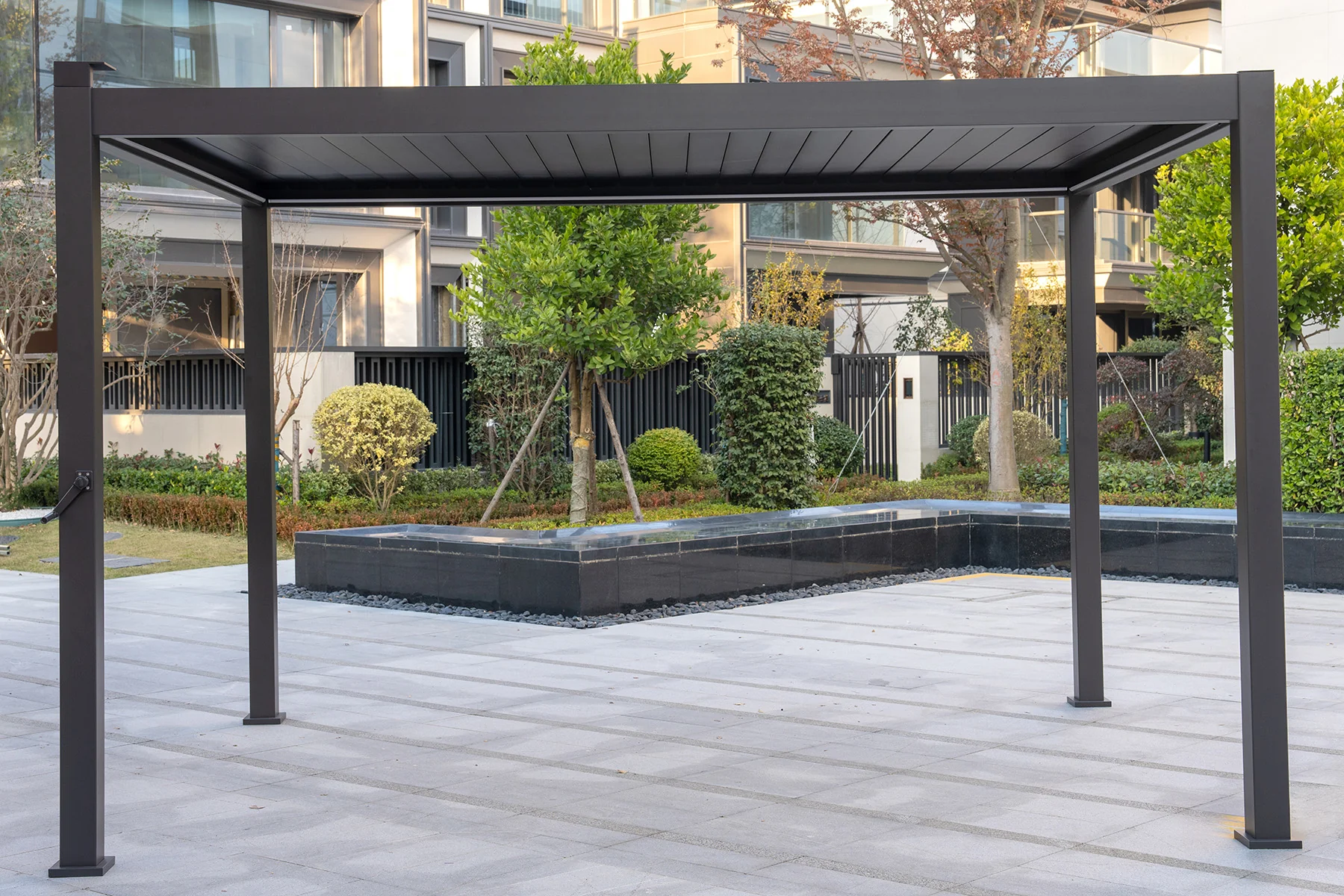 Hartman - Como Pergola Matt Xerix Dark Grey 4x3m with Solar & Rechargeable LED Lights - Image 8