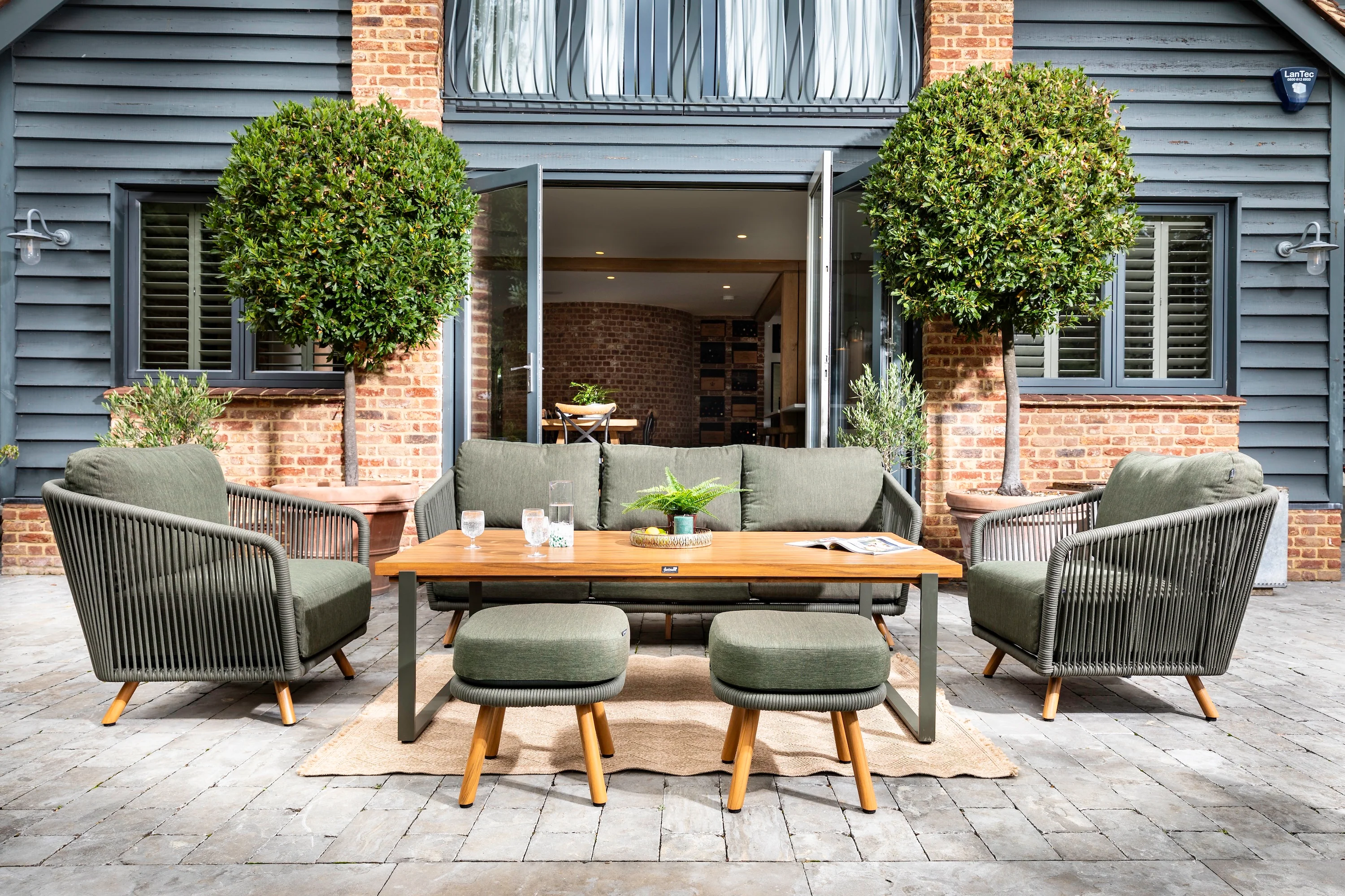 Hartman - Eden 3 Seat Lounge Garden Furniture Set in Moss & Juniper Green Rope