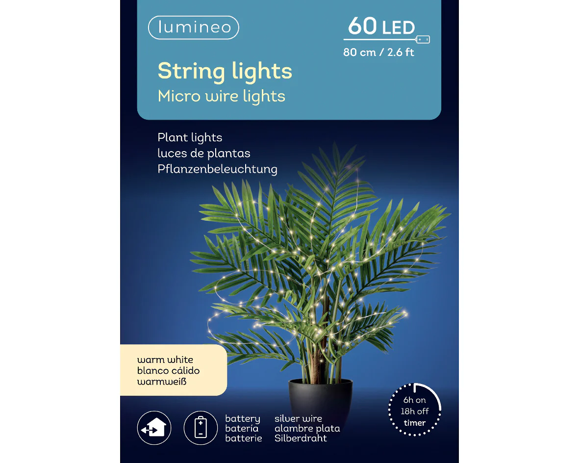 House Plant Bunch Warm White Pin Wire LED Lights Battery Operated - Indoor or Outdoor - Image 5