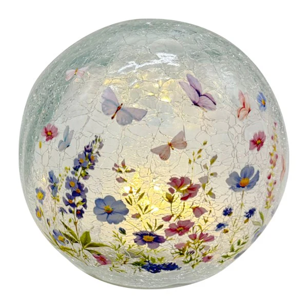 Glass LED Light Up Floral Butterfly Ball 15cm - Image 3