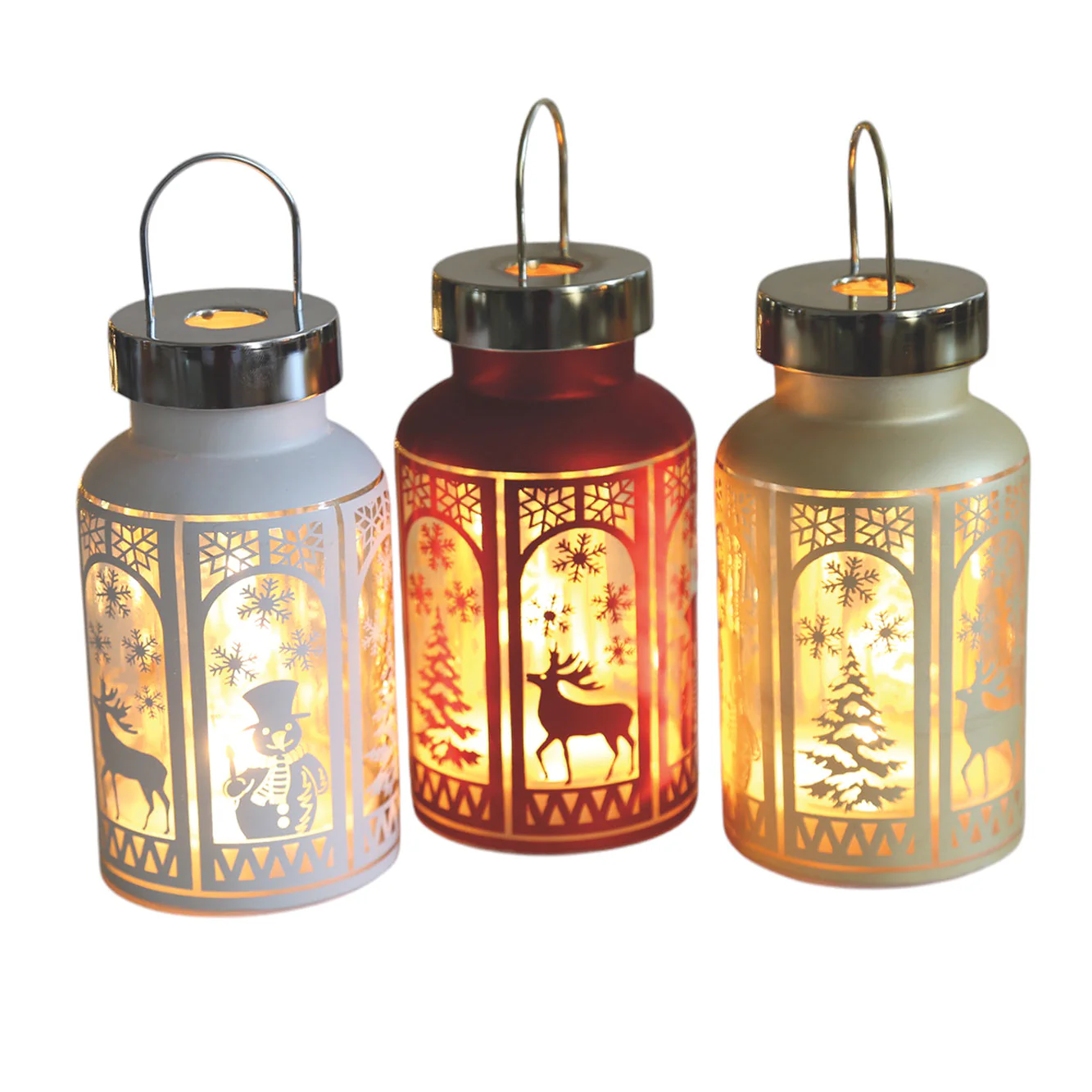 LED Gold/Red/White Lantern - 24cm