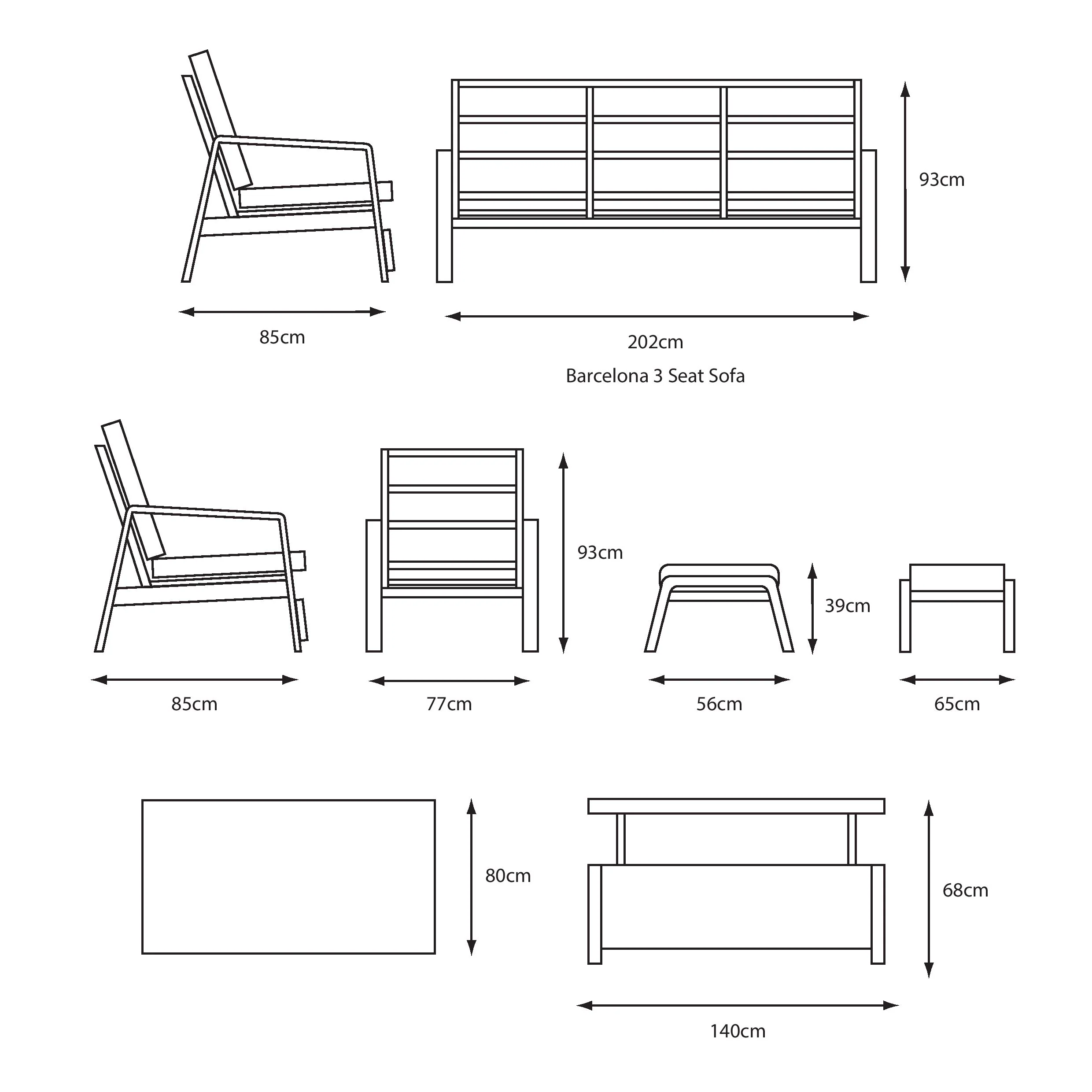 Leisure Grow - Barcelona Aluminium Lounge Dining Set with Adjustable Table Grey - Image 2