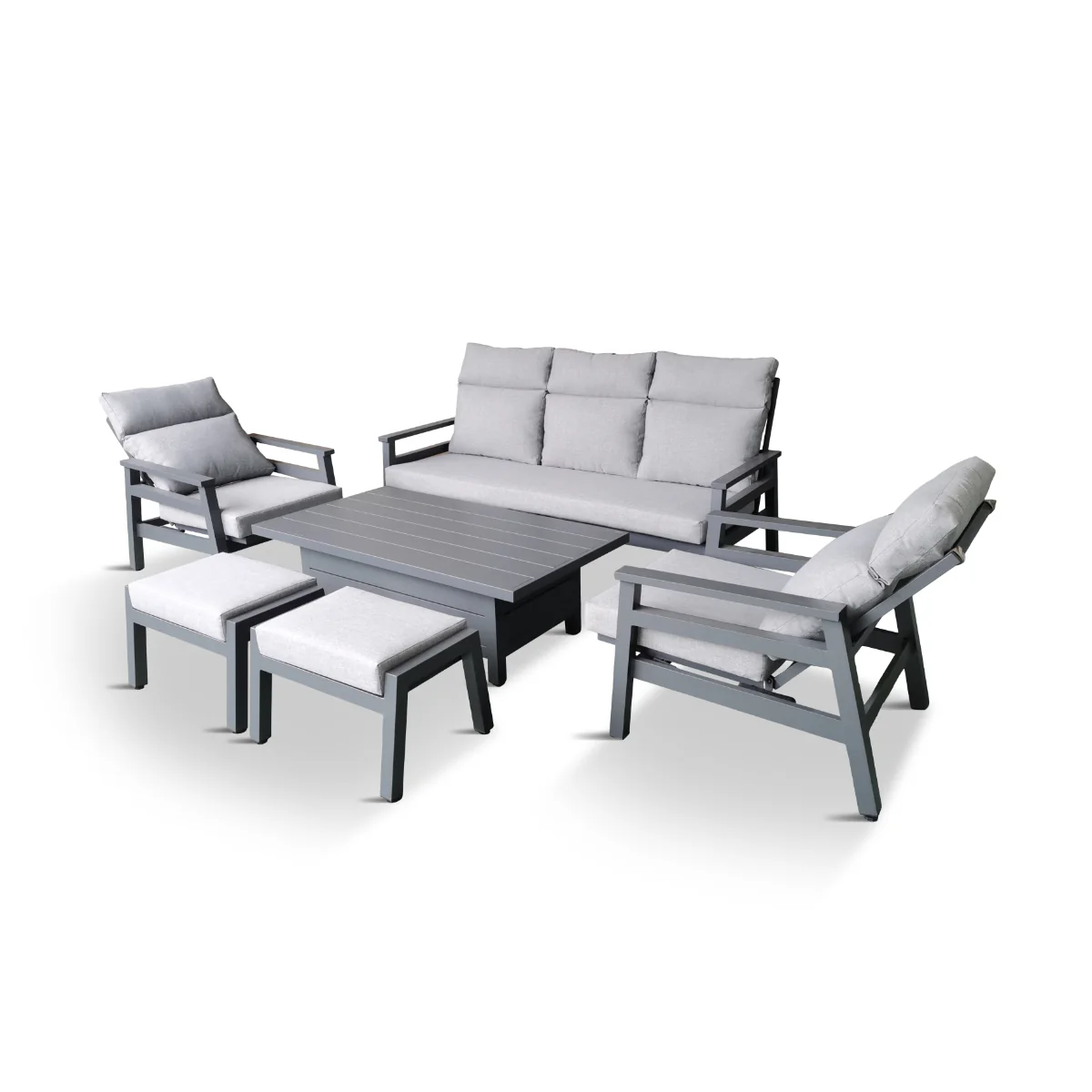 Leisure Grow - Barcelona Aluminium Lounge Dining Set with Adjustable Table Grey - Image 4