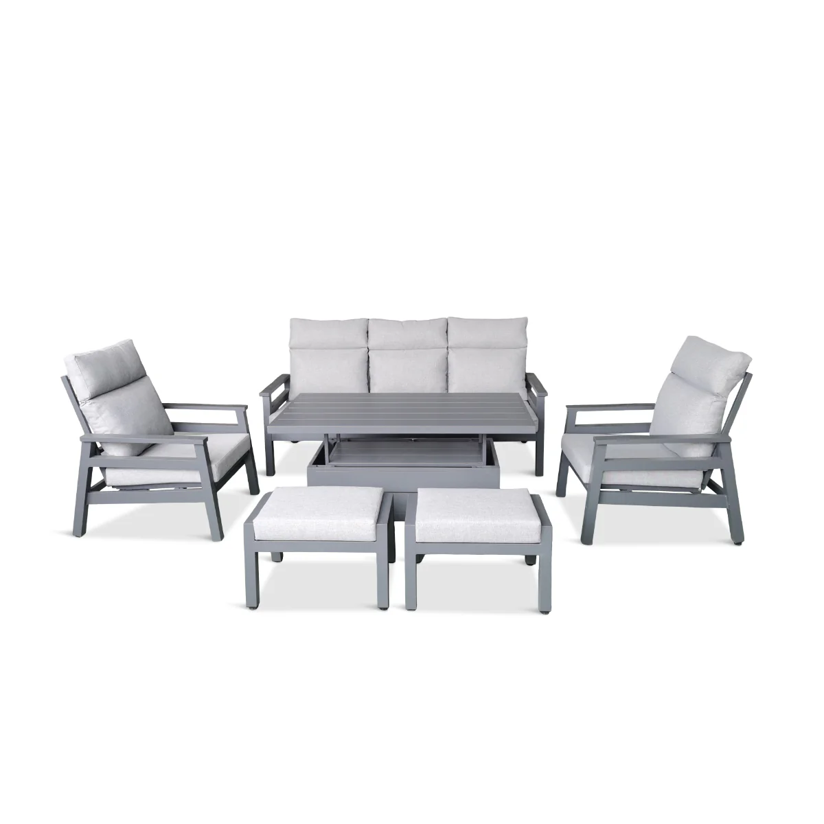 Leisure Grow - Barcelona Aluminium Lounge Dining Set with Adjustable Table Grey - Image 5
