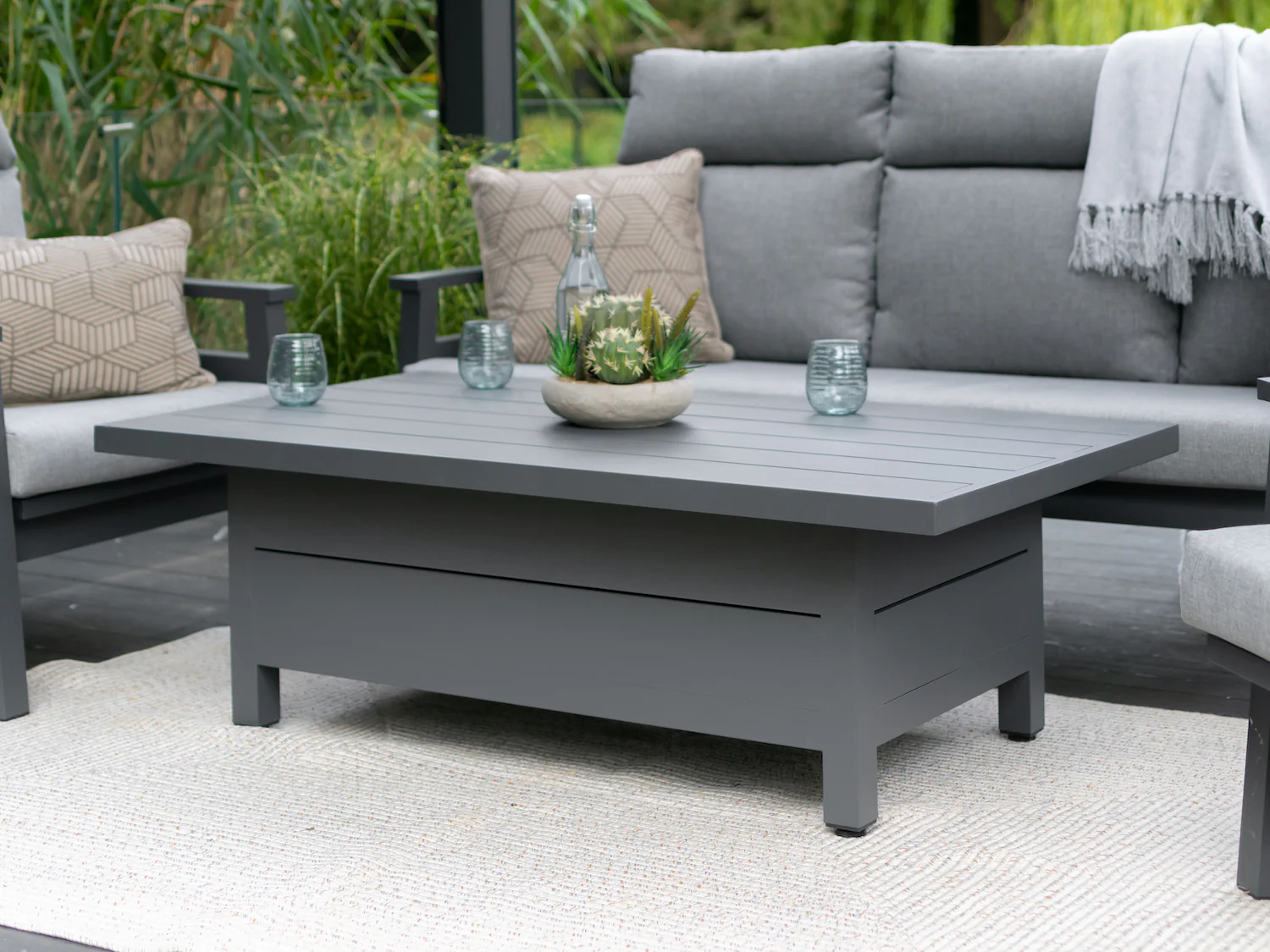 Leisure Grow - Barcelona Aluminium Lounge Dining Set with Adjustable Table Grey - Image 6