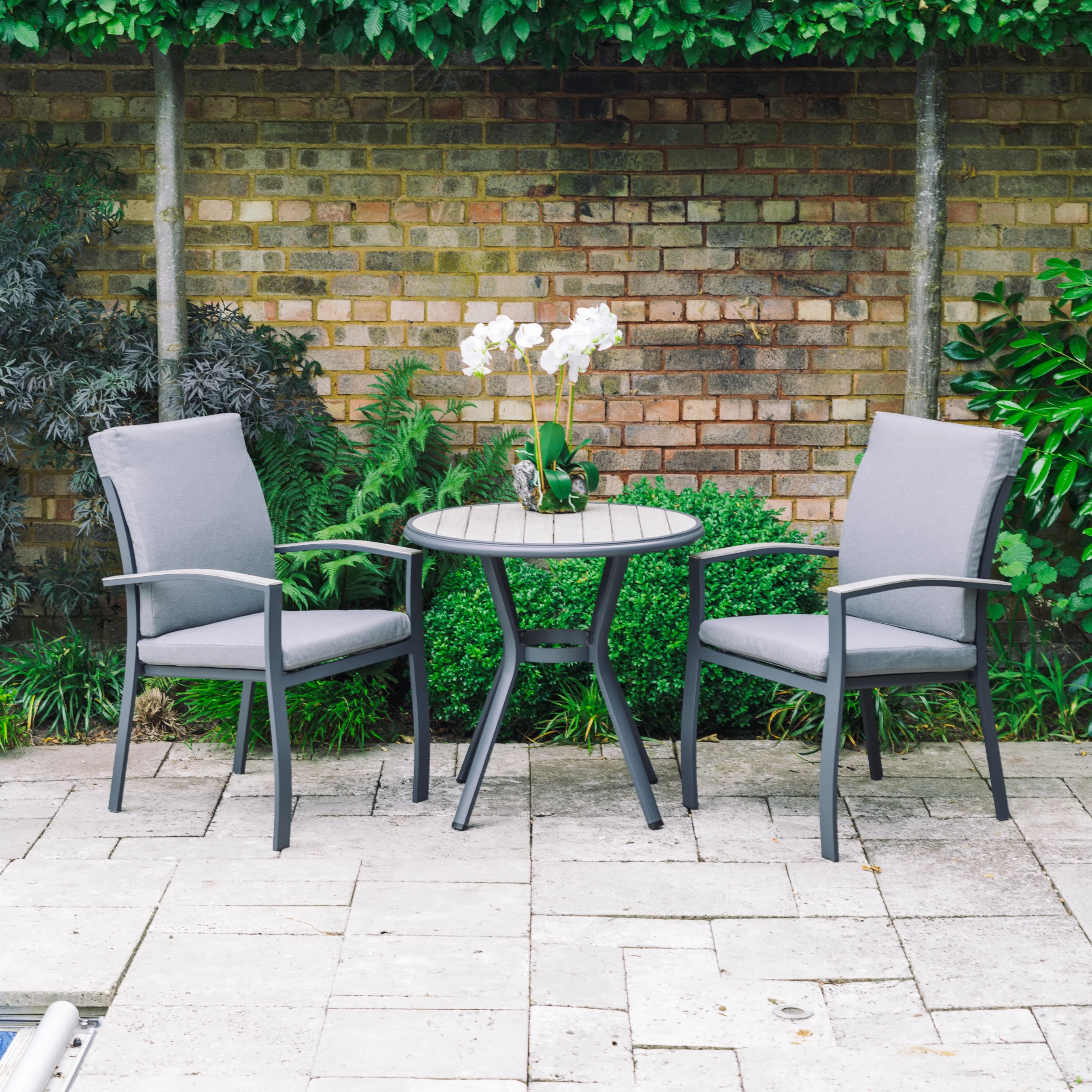 Leisure Grow - Turin Aluminium 2 Seat Bistro Set - Grey - Image 2