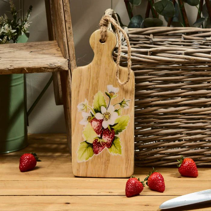 Mango Wood Trivet With Strawberry Enamel Finish