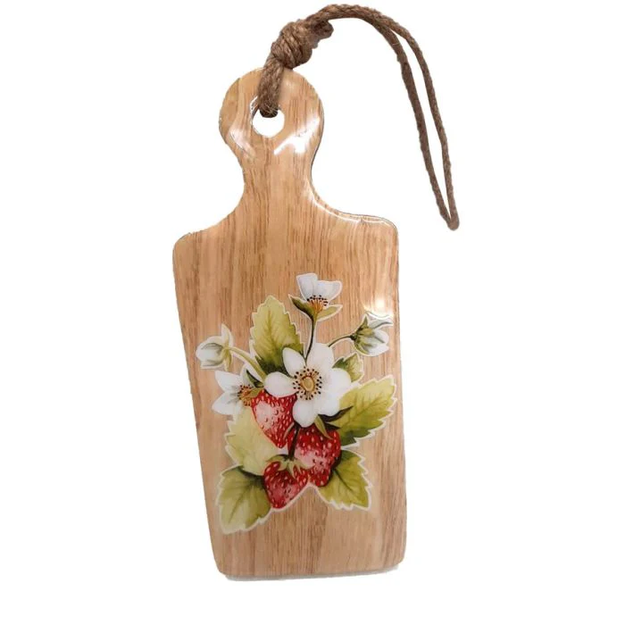 Mango Wood Trivet With Strawberry Enamel Finish - Image 2