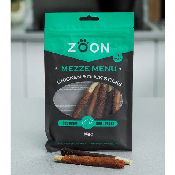 Zoon Mezze Menu Premium Chicken & Duck Sticks Dog Treats- Pack of 7