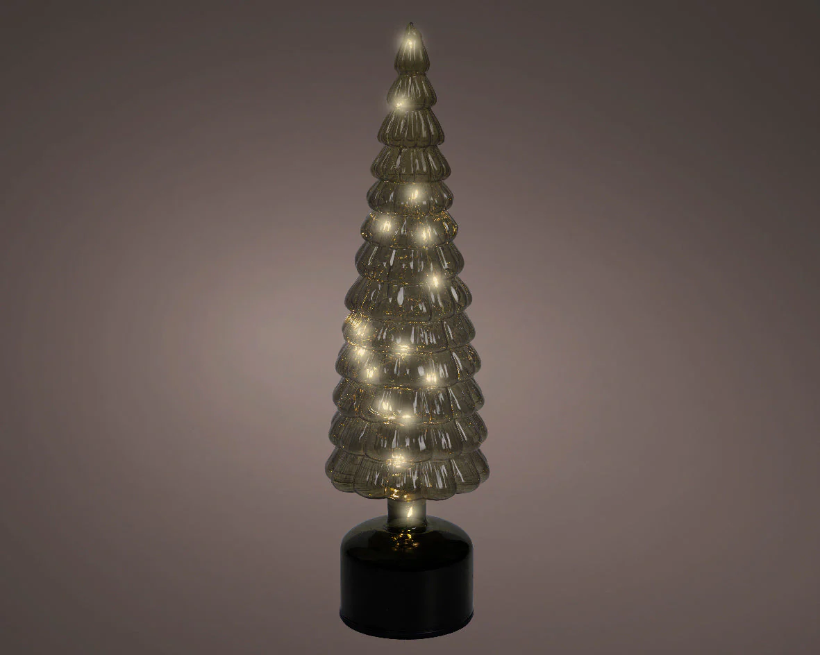 Micro LED Flashing Effect Rotating Tree Glass Ornament - 39cm