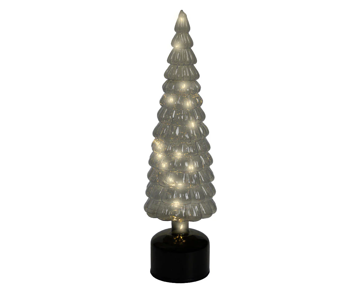 Micro LED Flashing Effect Rotating Tree Glass Ornament - 39cm - Image 2