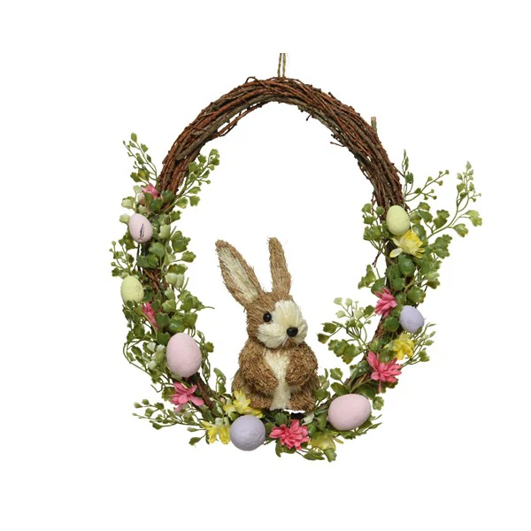 Natural Easter Design Wall Hanger Wreath with Bunny & Easter eggs