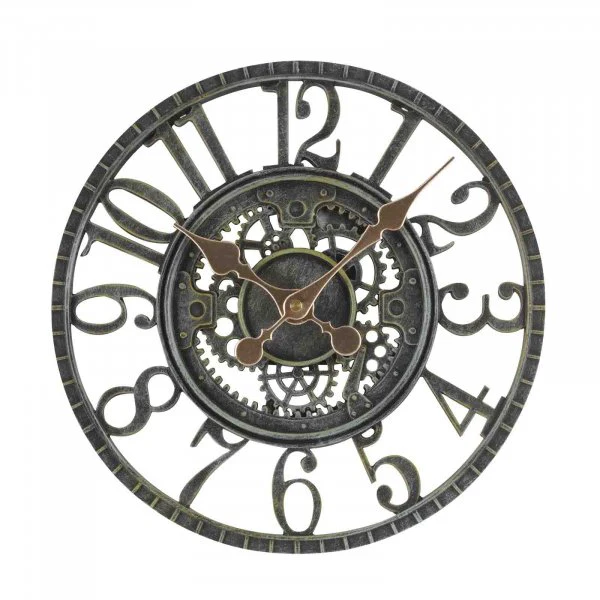 Newby Mechanical Outdoor Wall Clock- Verdigris / Dark Grey - Image 2