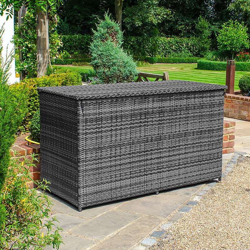NOVA - Large Grey Rattan Cushion Storage Box - Grey - Image 3