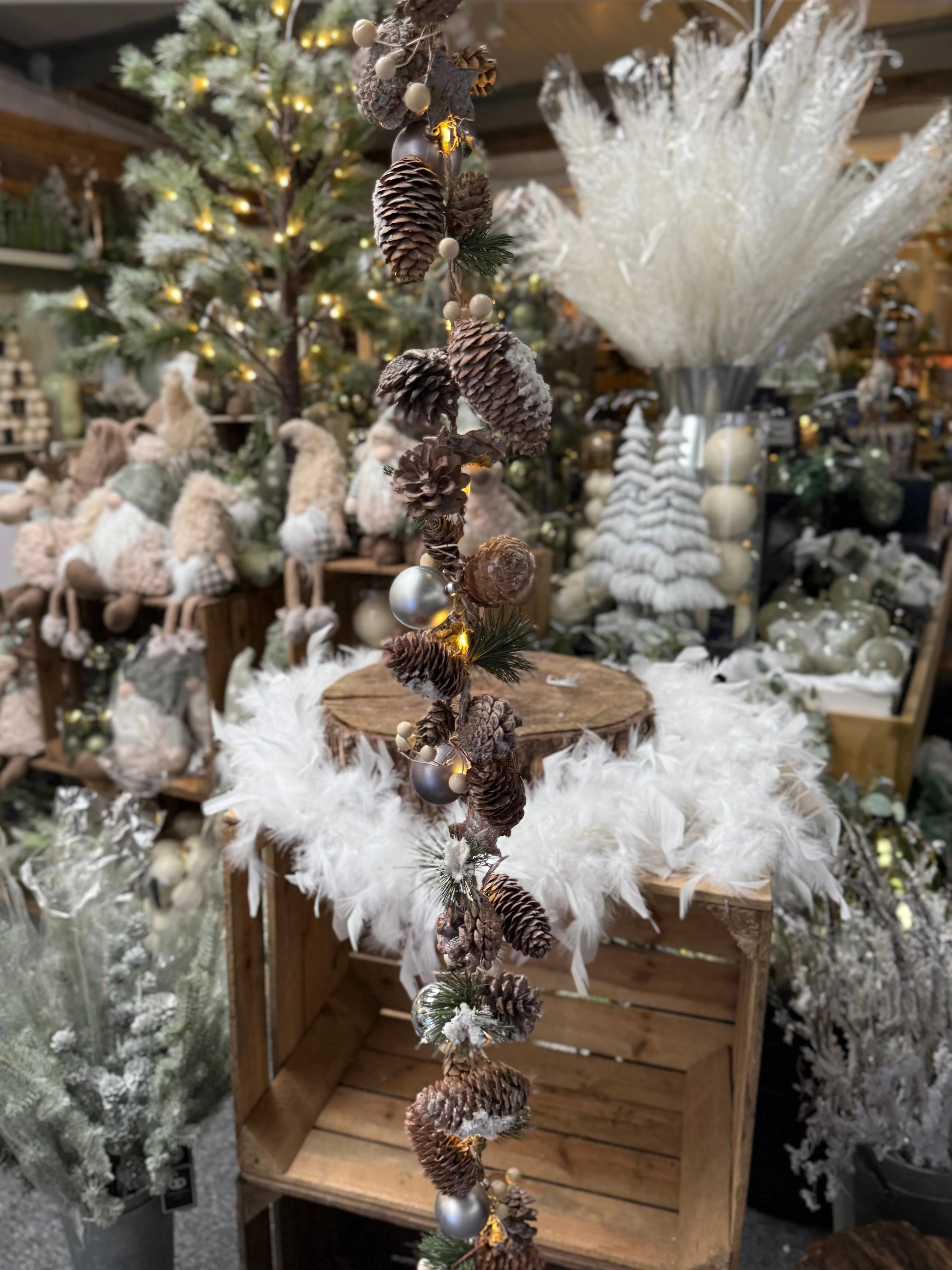 Pinecone & Bauble Garland with LED Lights - 206cm - Image 2