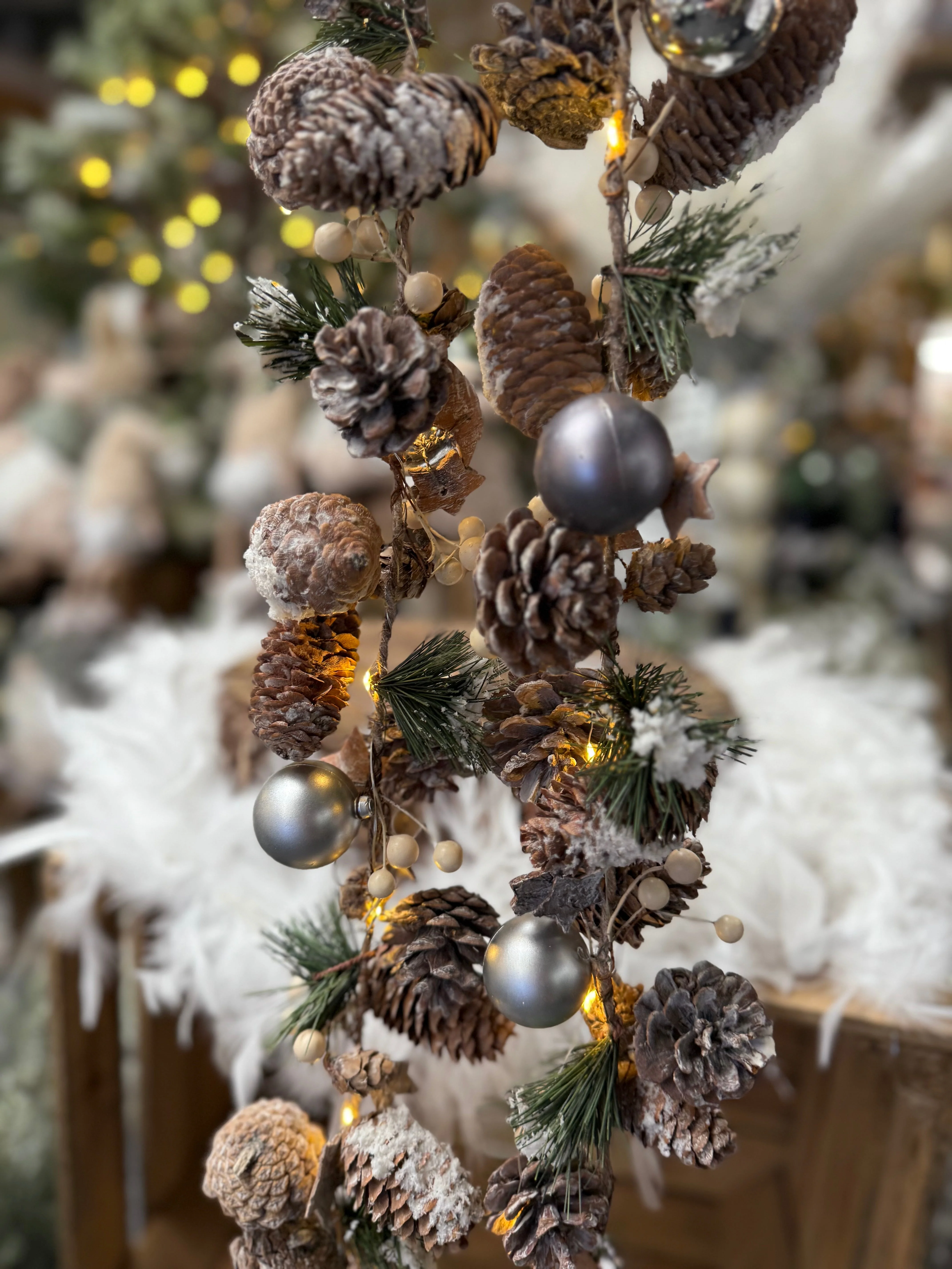 Pinecone & Bauble Garland with LED Lights - 206cm - Image 4