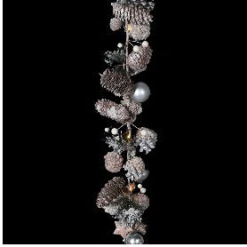 Pinecone & Bauble Garland with LED Lights - 206cm - Image 5