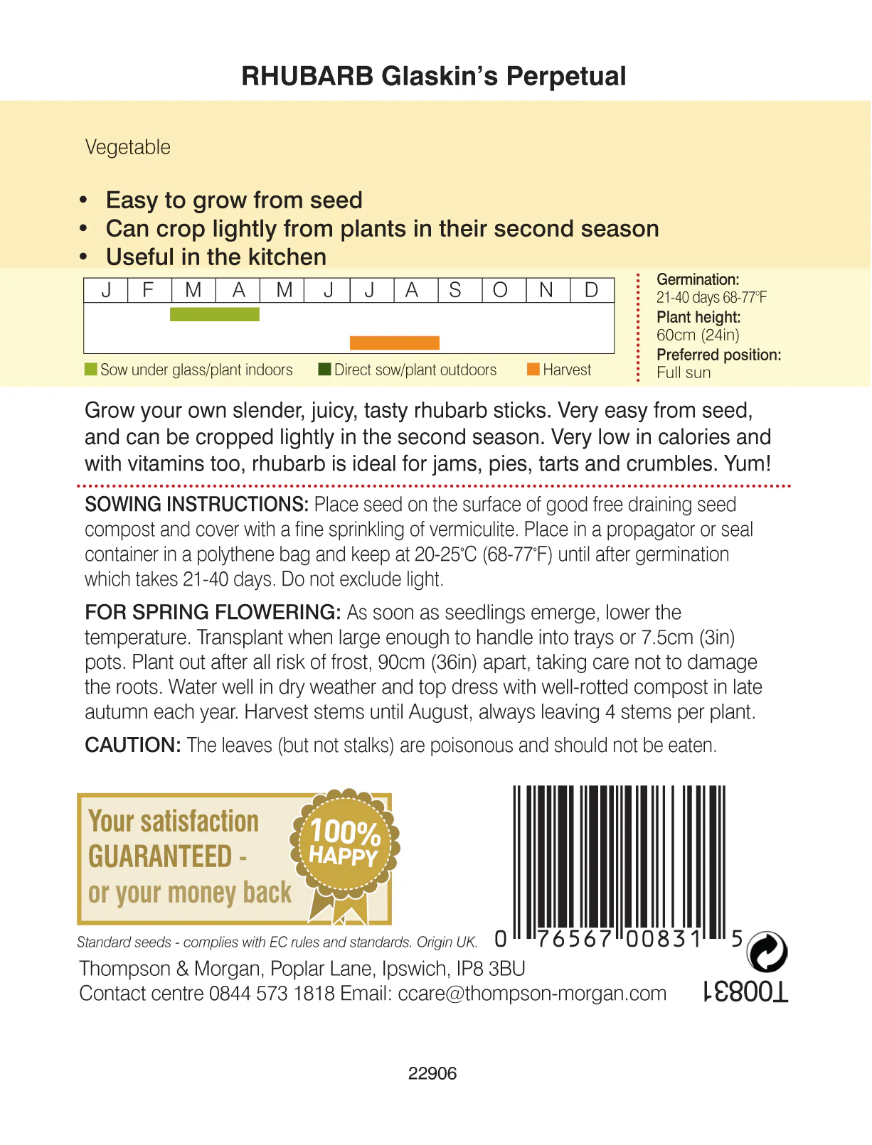 Rhubarb Glaskins Perpetual - Pack of seeds - Image 2