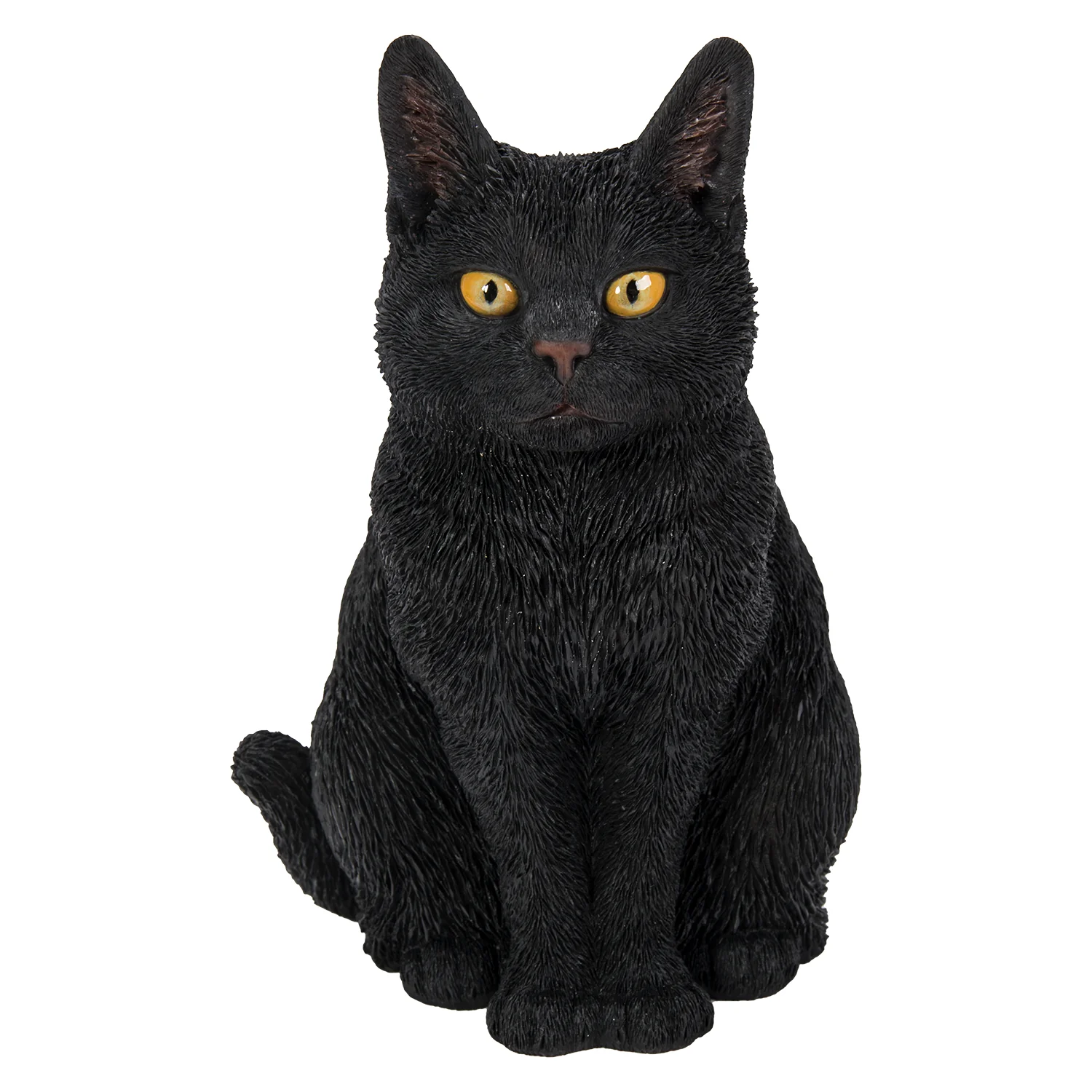 Vivid Arts - Real Life Sitting Black Cat Garden Ornament