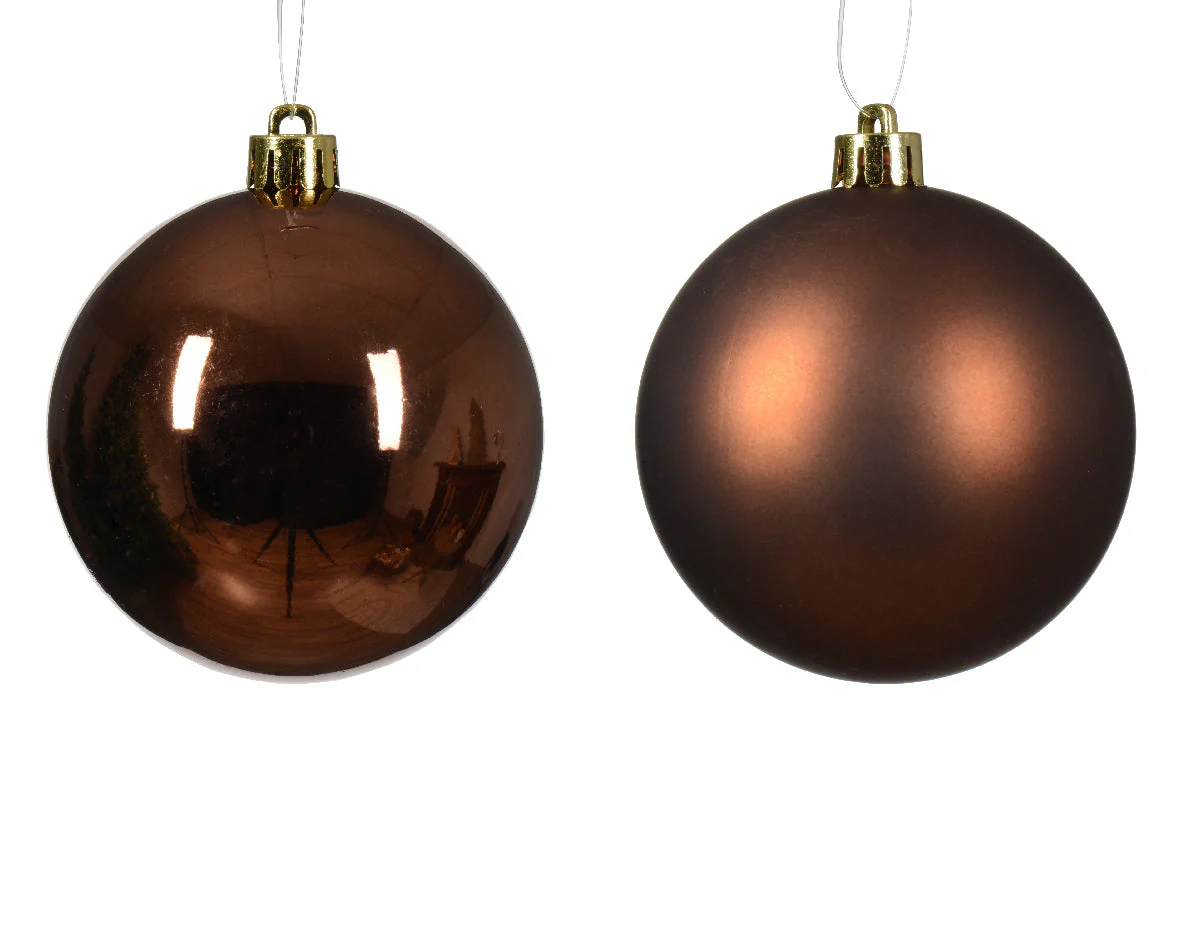 Set of 12 Shatterproof Matt and Shiny Espresso Shatterproof Baubles - Image 2