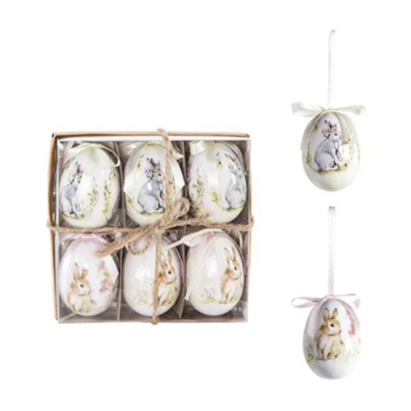 Set of 6 Easter Egg Baubles 6cm
