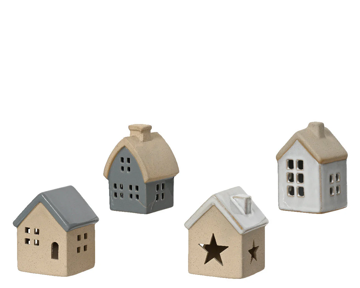 Shiny Glazed Porcelain House Tabletop Decoration - 8cm