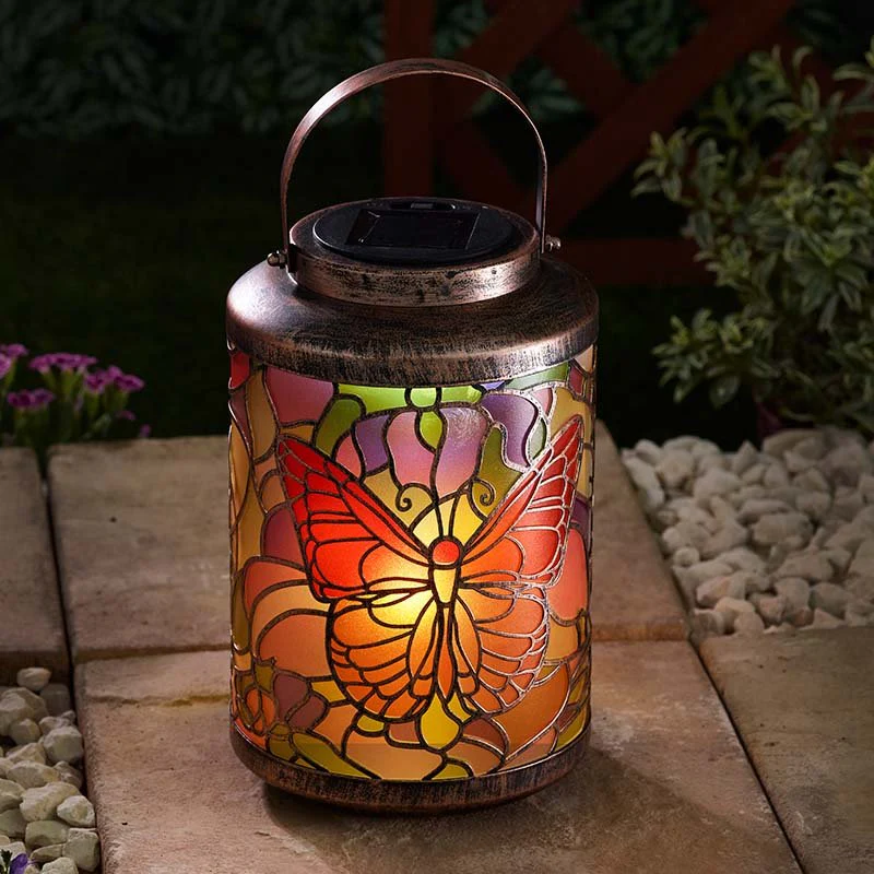 Smart Solar - Tiffany Butterfly Light Up Solar Lantern